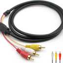 HDMI to RCA Cable, 1080P HDMI Male to 3-RCA Audio Video Cable Transmitter for TV, Hdmi to AV Cord HDTV/DVD-5FT/1.5M