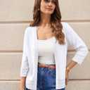 GRACE KARIN Cardigan Sweaters for Women Casual 3/4 Sleeve Lightweight Cardigans 2026 Summer Spring Button Down Sweater Tops (White, XXL)