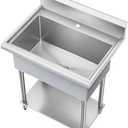 KRAUS Standart Pro 32 Inch 18-Gauge Stainless Steel Scullery Sink, 24 Gallon Freestanding Commercial Style Single Bowl Laundry & Utility Sink, KHS230-32