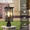 Outdoor Post Light Fixture, Farmhouse Exterior Pillar Lantern Lights with Water Ripple Glass, Black Waterproof Rectangular Outside Post Pole Lighting for Garden, Yard, Patio and Pathway