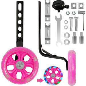 Training wheels with Silent Flash wheels - Fits 12, 14. 16, 18, 20 Inch kids' Bikes (New Flash Pink)