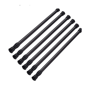 SIQUK 4 Pack Cupboard Bars Adjustable Spring Tension Rods Black Refrigerator Bar Extendable Rod for DIY Projects, 15.7 to 28 Inches