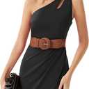 GRACE KARIN Belts for Women Suede Elastic Wide Belt Vintage Stretchy Chunky Buckle Belts S-XXL (Brown)
