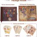 JIMBON Our Adventure Book Scrapbook Photo Album Retro Style Embossed Letter Cover Travel Diary Journal Scrap Book Kit For Couples, Memory Book For Anniversary Wedding