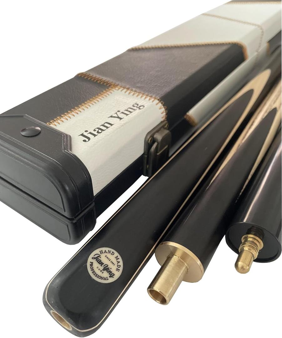57" 3/4 Jointed Billiard/Pool/Snooker Cue Set 5 Face-Spliced Ash Shaft with A Leather Cue Case (Ebony Maple Butts)