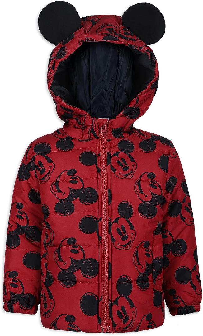 Disney Mickey Mouse Boys Jacket Puffer Coat for Toddlers and Little Kids