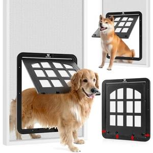 Morikey Large Dog Screen Door, 13 x 17 inches Flap Opening Dog Door for Screen Door with 4 Entry Ways, Magnetic Self-Closing Pet Screen Door for Dogs Cats, Black
