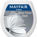 Mayfair Caswell Modern Slow Close Toilet Seat, Durable Plastic Seat, Made in USA, Round, White
