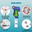 Funny Dinosaur 2p Badge Reel Cute T-Rex Pediatric Retractable ID Clip Badge Reel Holder Funny Cute Acrylic Badge Accessories for Unique Nurse Office Worker Teacher Students Woman Men