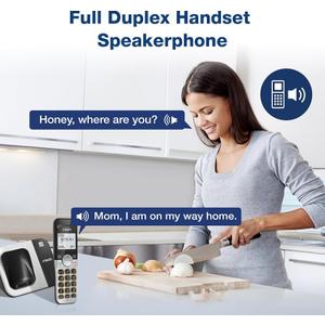 VTech Cordless Phone with DECT 6.0, Full-Duplex Speakerphone, Lighted Display, Backlit Keypad, Caller ID/Call Waiting, Volume Control, Hearing Aid Compatible, Wall Mount | VG131-11 (Black)