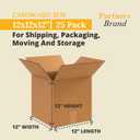 Partners Brand P121212 Corrugated Boxes, 12"L x 12"W x 12"H, Kraft (Pack of 25)