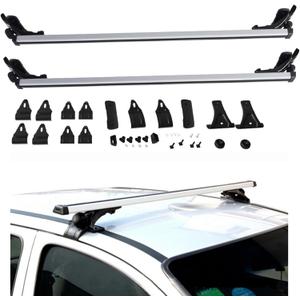 48 Inch Universal Car Top Roof Cross Bar Luggage Cargo Rack with 3 Kinds Clamp Silver Aluminum 