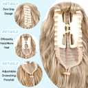 Ponytail Extension, Claw Clip on Pony tails Hair Extension for Women 22 Inch Long Wavy Curly Fake Ponytail Clip in Hair Pieces for Women Fluffy Natural Looking (Dark Chestnut with Blonde Highlights)