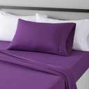 Amazon Basics Lightweight Super Soft Breathable Wrinkle-Free Microfiber 3-Piece Bed Sheet Set with 14-Inch Deep Pockets, Twin, Plum, Solid