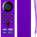 Firestick Remote Cover Case 3rd Gen, Compatible with Alexa Voice Remote FireTV Stick 3rd Gen, Anti Slip Silicone Protective Covers Sleeve Skin with Lanyard - Purple