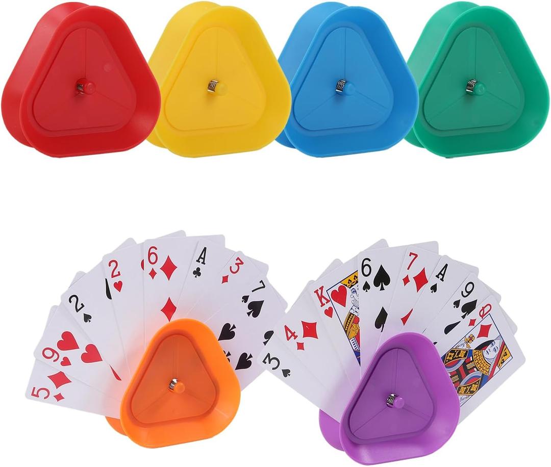 Playing Card Games Holder,6 Pack Triangle Shaped Hands-Free Playing Card Holder for Kids,Adults,Seniors,Poker Parties,Family Card Game Nights&Classroom Activities,6 Colors (6pack(red,yellow,blue,green,orange,purple))