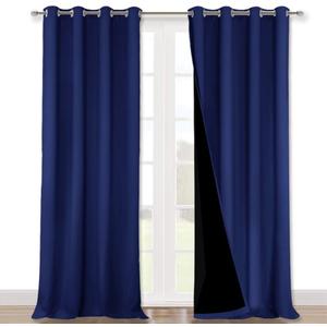NICETOWN 100% Blackout Blinds, Laundry Room Decor Window Treatment Curtains, Thermal Insulated Energy Smart Drapes and Draperies for Villa, Hall and Studio, Royal Blue, Set of 2, 52 inches x 95 inches