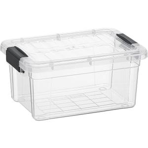 Superio Clear Storage Box with Lid, 1.85 Quart Plastic Container Bins for Organizing, Stackable Crates, BPA Free, Non Toxic, Odor Free, Organizers for Home, Office, School, and Dorm, Pack Of 4