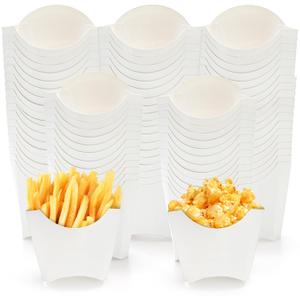 Lyellfe 250 Pack French Fry Holder, Disposable To Go French Fry Container Box, 4 Oz Stackable White Kraft Paper Charcuterie Cups for Fries, Onion Rings, Popcorn, Take Out, Party, Grease Resistant