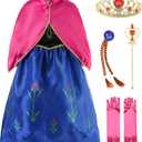 JerrisApparel Princess Snow Party Dress Queen Costume Cosplay Dress Up (2-3, Blue with Accessories)