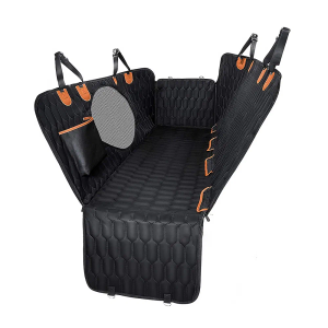 Large Dog Car Seat, Back Seat Extender for Dogs with 3 Mesh Windows, Waterproof Medium Carseat for Dogs with Hard Bottom, Pet Seat Cover for Cars, Trucks and SUVs (Black)