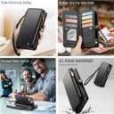Defencase Compatible with iPhone 14 Plus Case Wallet with RFID Blocking Card Holder for Women Men, Soft PU Leather Magnetic Snap Flip Zipper Strap Wallet Phone Case Fit for iPhone 14 Plus 6.7", Black