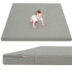 Waterproof Baby Play Mat for Floor 1.3" Thick Memory Foam 50 * 50 Cushion Playpen Playmat Tummy Time Crawling Mat Nursery Rug Pad Mattress Create Soft & Safe Area for Infants,Toddler,Kids,Grey