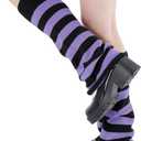 Century Star Leg Warmers for Women Girls Kawaii Y2K Leg Warmers Cutecore Gyaru Leg Warmer Goth Lolita Accessories (One Size, Black & Purple Stripes)