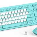 Wireless Keyboard and Mouse Combo, Full-Sized Quiet Wireless Keyboard and Adjustable DPI Mouse, 2.4GHz USB Receiver, Keyboard and Mouse for PC, Windows, Desktop, Laptop (Tiffany Blue and White-B)