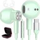USB C Headphones Wired Type C Earphones for Samsung/Galaxy S26 S25 S24 Plus S23 S22 S21 S20 Ultra Magnetic Corded Earbuds for iPhone 15 Pro Max 16 16e 17 17e Air for Apple/Android Ear Buds Mint