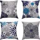 ROCK CLOUD Blue Pillow Covers 18" x 18" Set of 4 Decorative Throw Pillow Cover for Couch Modern Pillow Cases for Living Room Cushion Bed Outdoor Car Gray and Blue Home Decor