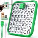 Stainless Steel Large Lick Mat: Dog Lick Mats for Large Dogs, Cat Licking Pads for Crate Boredom & Anxiety Reduce, Slow Feeding, Cat Slow Feeder Mat with a Spatula, Scrubbing Brush, Green