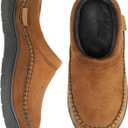 Zigzagger Men's Slip On Moccasin Slippers, Indoor/Outdoor Warm Fuzzy Comfy House Shoes, Fluffy Wide Loafer Slippers, 10.5