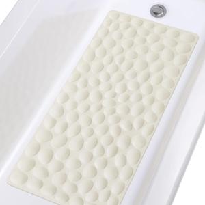Non-Slip Bathtub Mat OTHWAY Soft Rubber Bathroom Bathmat with Strong Suction Cups (Beige) (31.5" x 16" (Rectangular))