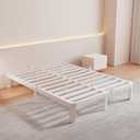 White Full Bed Frame 10 Inch, Low Full Size Bed Frame No Box Spring Needed with Mattress Stoppers, DIY Headboard, Heavy Duty Steel Support 3000 LBS, Rounded Legs, Easy Assembly, Noiseless