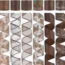 HUIHUANG Brown Wired Ribbon for Christmas Tree Pine Cone Ribbon Wired Brown Glitter Christmas Ribbons for Bows, Wreaths, Garland, Wrapping Crafts, Fall Decorations (2.5" x 6 Rolls, 36 Yds Total)