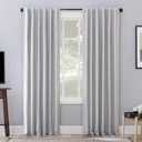 Evelina Fau x Dupioni Silk Thermal 50 in. W x 95 in. L 100% Blackout Back Tab Curtain Panel in Chrome Gray