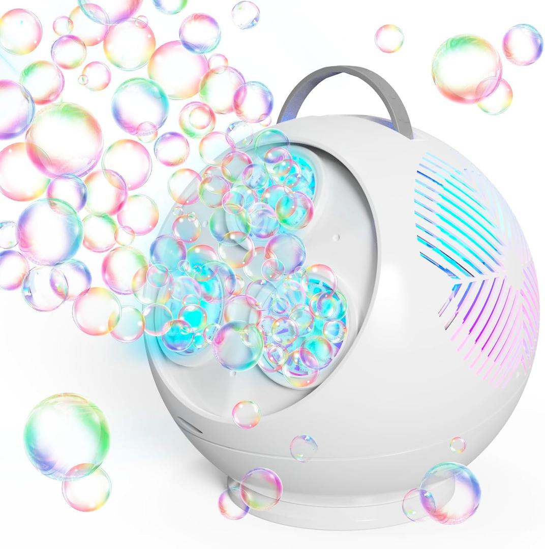 Bubble Machine Automatic Bubble Blower for Kids Toddlers Rechargeable Portable Spherical LED Bubble Maker Electric Auto Rotating 45/360 Outdoor Toy Birthday Party Wedding (Spherical White) Bubble Machine Automatic Bubble Blower for Kids Toddlers Rechargeable Portable Spherical LED Bubble Maker Electric Auto Rotating 45/360 Outdoor Toy Birthday Party Wedding (Spherical White)