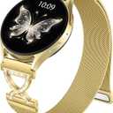 Diamond X-Shaped Metal Bands Compatible with Samsung Galaxy Watch 7/6/5/4/For Galaxy FE /6 Classic/4 Classic/5 Pro/Active 2 Women,Cute 20mm Watch Band Women Milanese Strap Replement Bracelet (Gold)