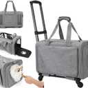 Airline Pet Carrier with Wheels - Large Mesh Ventilation, Privacy Cover & Detachable Wheels for Cats/Dogs Up to 30 lbs, TSA Approved
