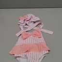 Kucnuzki Baby Girl Swimsuit Newborn One Piece Bathing Suit Bow Tie Bikini Tankini Infant Swimwear with Hat (3-6 Months, Pink Strip)