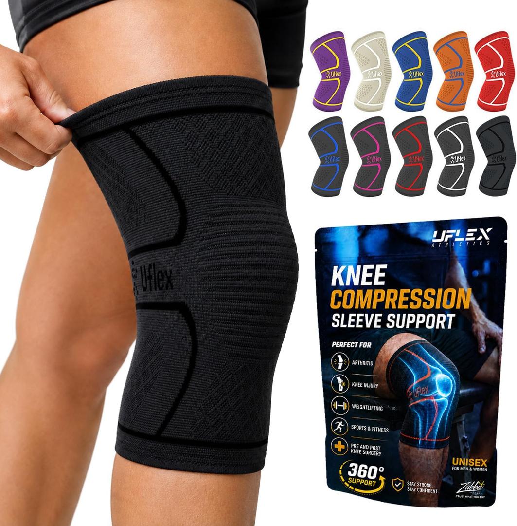 Knee Brace for Men and Women Knee Compression Sleeve Knee Support Wraps for Arthritis Joint Pain Relief, Workout, Swelling, Sports, Circulation, Running, Recovery for ACL & Meniscus Tear L