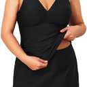 Daci Women Plus Size Tummy Control Tankini with Skirt Two Piece Bathing Suits V Neck Swimsuits Size 12W