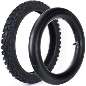 Wear-Resistant, Hyssk 60/100-14 (2.50-14) 6PR DOT-Certified, Heavy-Duty Dirt Bike Front Tire and Inner Tube, for CRF70/110, KLX110, 110cc & 125cc Off-Road Pit Bikes