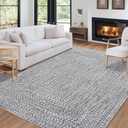 ROYHOME Machine Washable Braided Area Rug, 4x6, Stain Resistant, Non-Slip, Farmhouse Solid Printed Textured Accent Rug, Grey