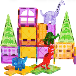 Magnetic Tiles – 32-Piece Dinosaur Building Set for Kids