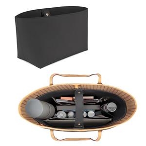 CLEXION Vegan Leather Tote Bag Organizer Insert, Multi-Pocket Purse Organizers, With 15-Inch Laptop Compatible with LV Neverfull MM Saint Laurent Tote and More (L)