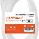 18 Inch Zip Ties Double Sided Toothed,120 LBS Tensile Strength Heavy Duty Cable Wire Ties With Self-Locking Adjustable More Durable Nylon Tie Wraps for Indoor Outdoor White100 Pack