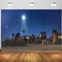 BELECO 12x8 Ft Fabric Nativity Backdrop Christmas Star Night Manger Of Christmas Of Jesus Christ Bethlehem Town Village Background Star Of Bethlehem Religious Church Christmas Decoration Photo Props (A18971)
