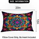 Shrahala Colorful Mandala Decorative Throw Pillow Cover, Vibrant Floral Pattern Lumbar Pillowcase Blended Double-Sided No Inserts for Bedroom Living Room Set of 2 (12 X 20 in)